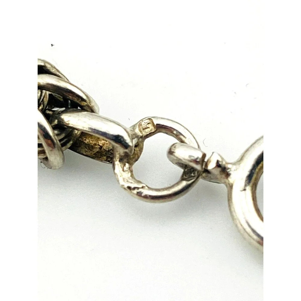 Vintage Sterling Silver Byzantine Chain Bracelet 9.25 Inch 6mm Unisex Handmade S